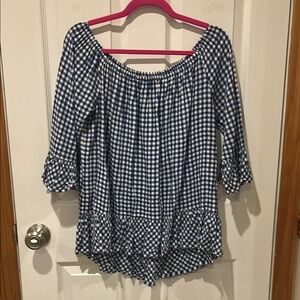 beachlunchlounge Blue and White Gingham Blouse